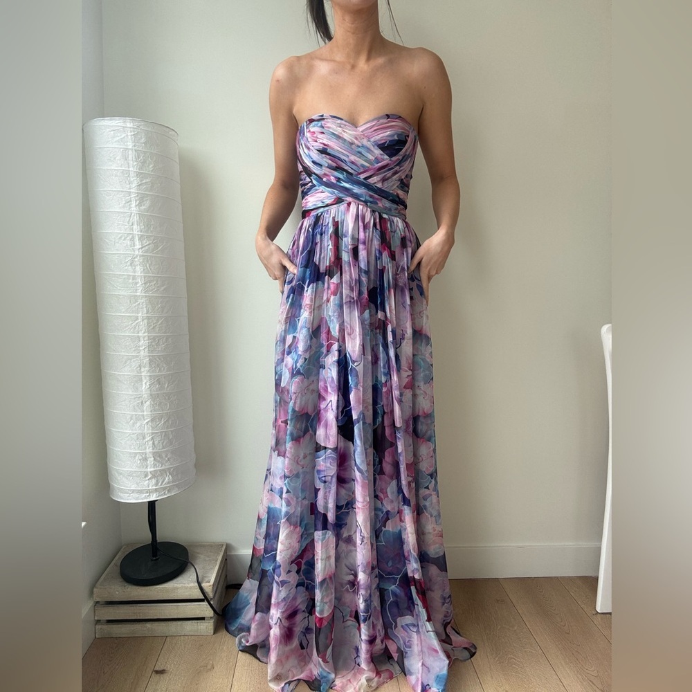 Lulus Bariano Special Effects Purple Floral Print Maxi Dress- XS - Picture 5 of 8